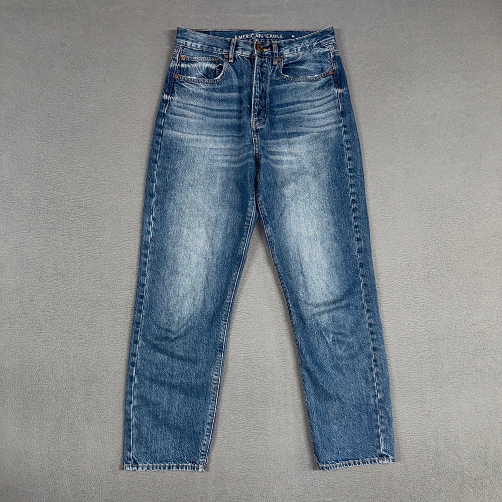 American Eagle Jeans Womens 4 Long Blue 90s Boyfriend High Rise Button Fly Denim